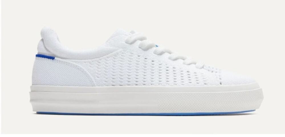 Rothys Women's 7 The RS02 Sneaker  Bright White Courtside Perforated Knit NEW